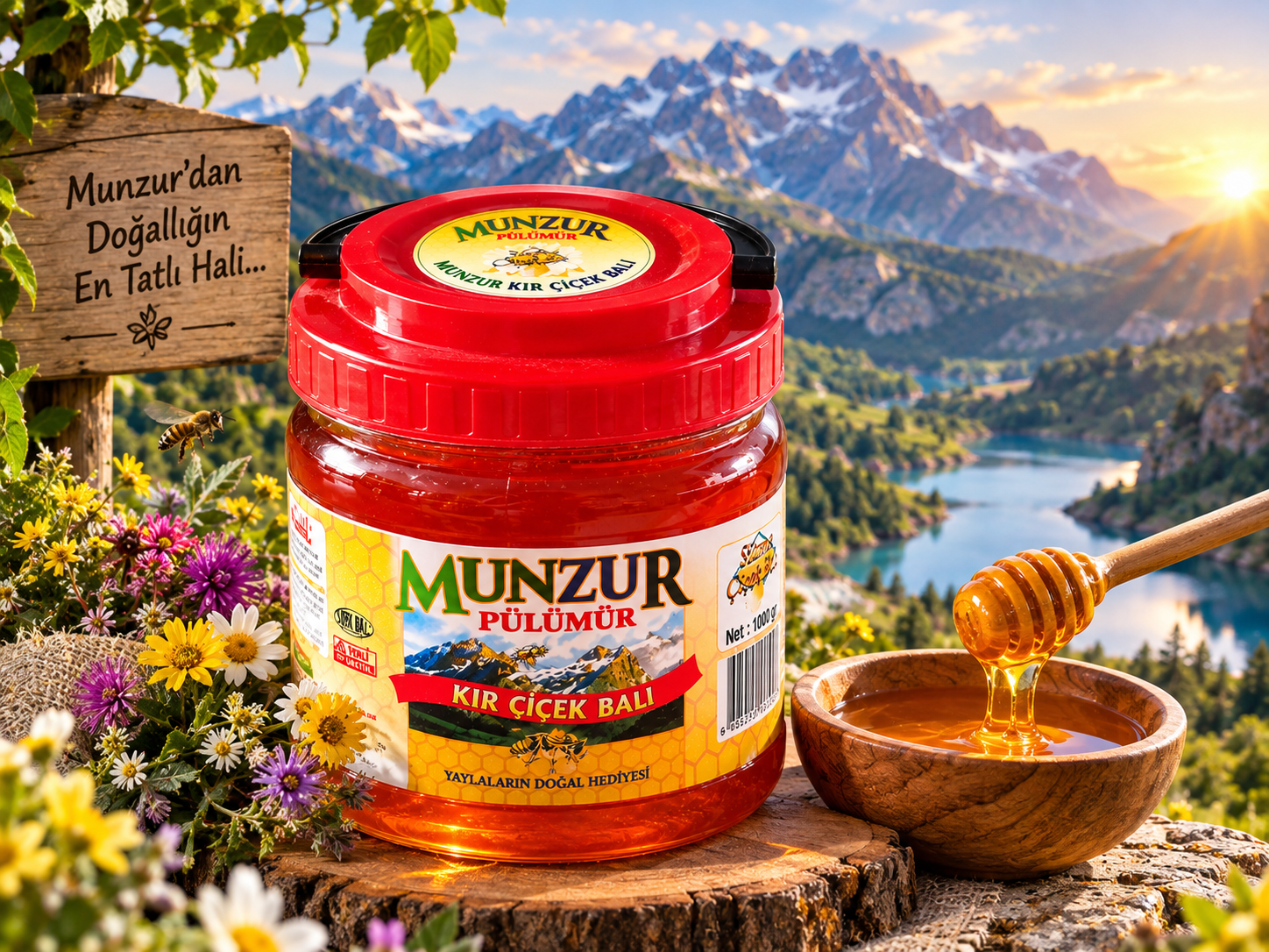 Munzur Kır Çiçek Balı 1 Kg Pet Kavanoz